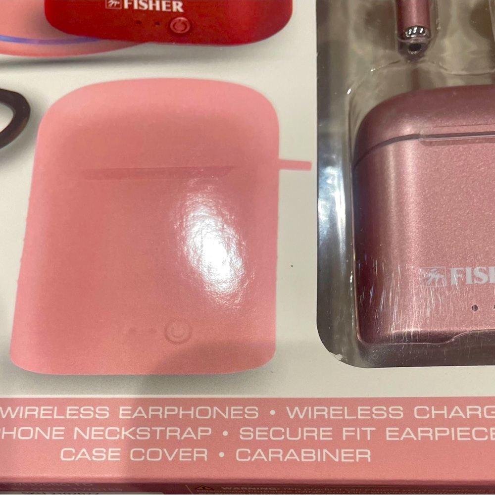 Fisher wireless ear bud and wireless charger